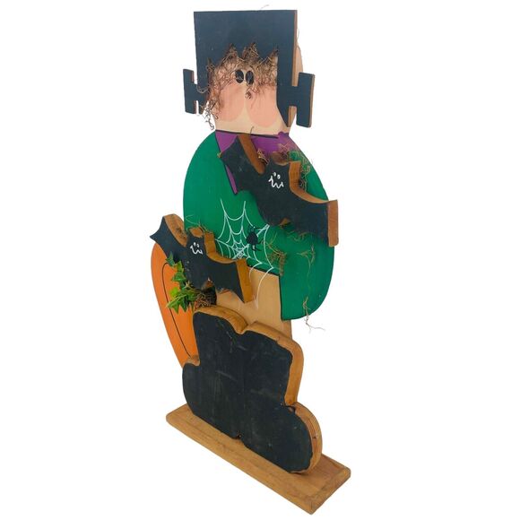 Frankenstein Free Standing Solid Wood Halloween Decor 2’ Tall Bat Indoor Outdoor - Picture 4 of 8